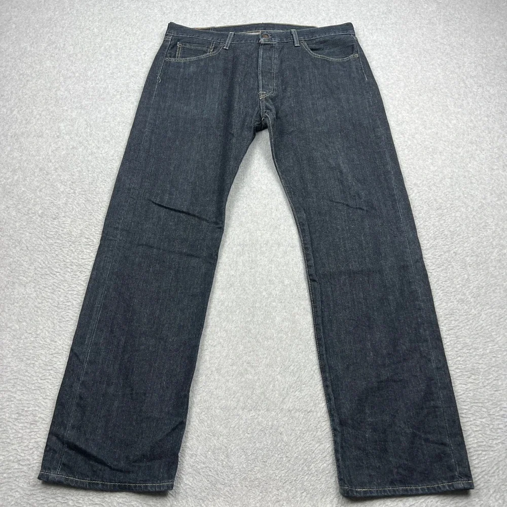 Levi's 501 Jeans Mens 36x32 Blue Dark Wash Straight Leg Button Fly Denim Red Tab